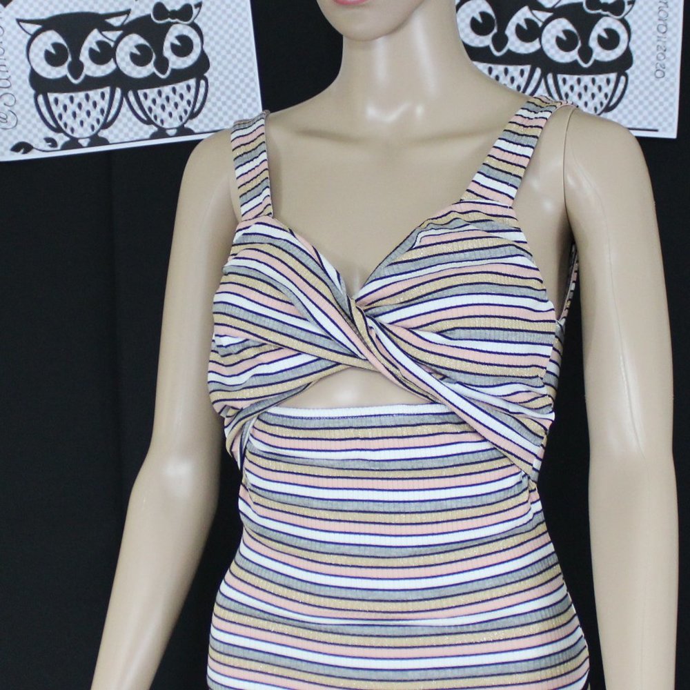 Bebe Bodysuit with Colorful Striped Print - Picture 2 of 5